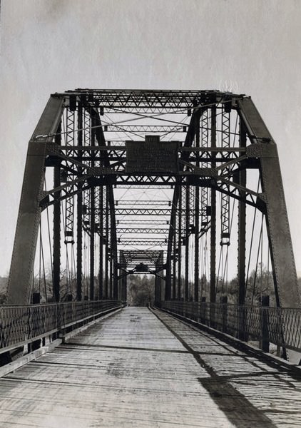 #158 Anderson Free Bridge, 1884. Two views show bridge built of steel on concrete piers.