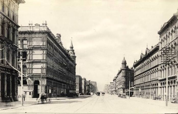 #182 Market Street looking west from Davis Street, 1888