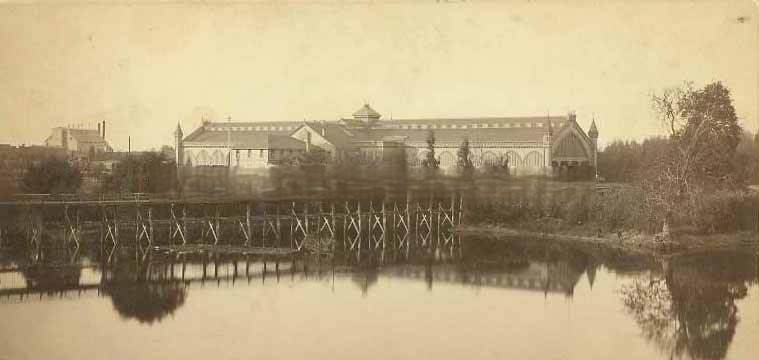 #50 View of the Central Pacific (Southern Pacific) depot next to China Slough (Sutter Lake), 1882