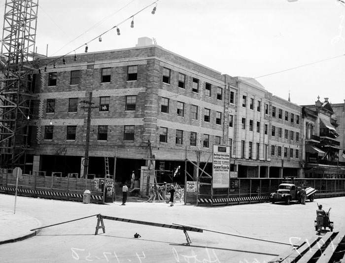#80 Construction of second north addition of Menger Hotel, April 17, 1950.