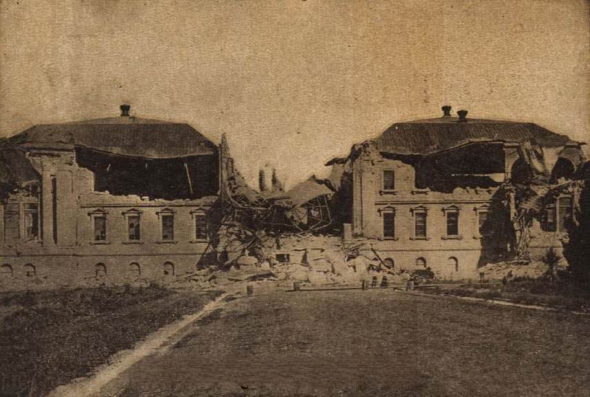 #42 Ruins at Gymnasium, Stanford University, after the earthquake, 1906