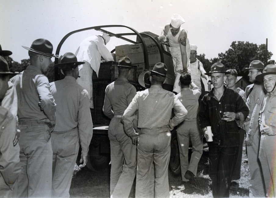 #131 An in-between snack was distributed to those who arrived too late for breakfast and couldn’t wait for noon mess, 1939