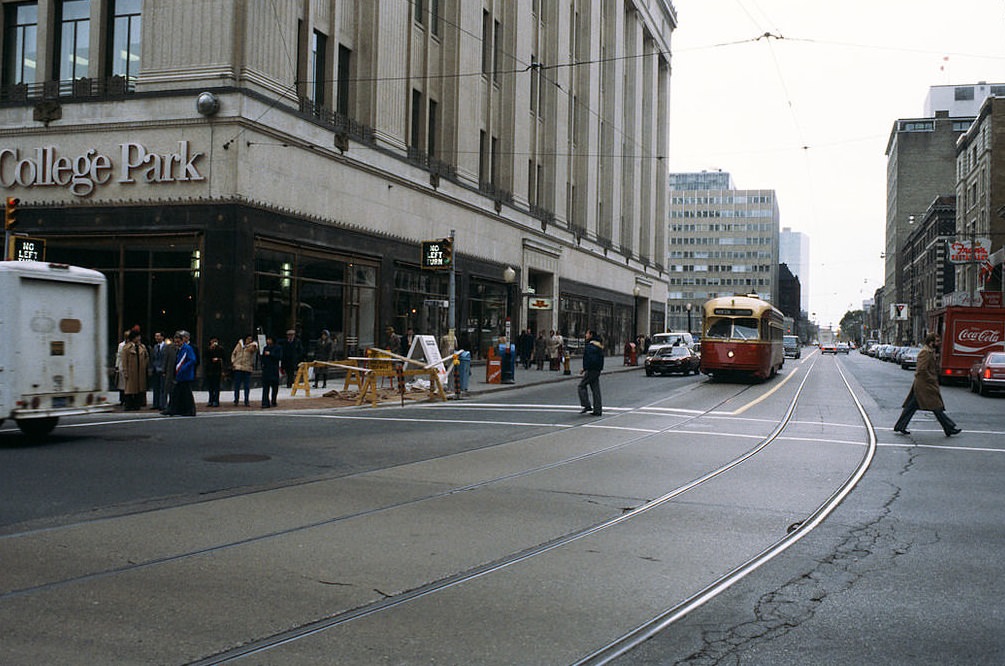 #23 PCC streetcar on College Street, 1980
