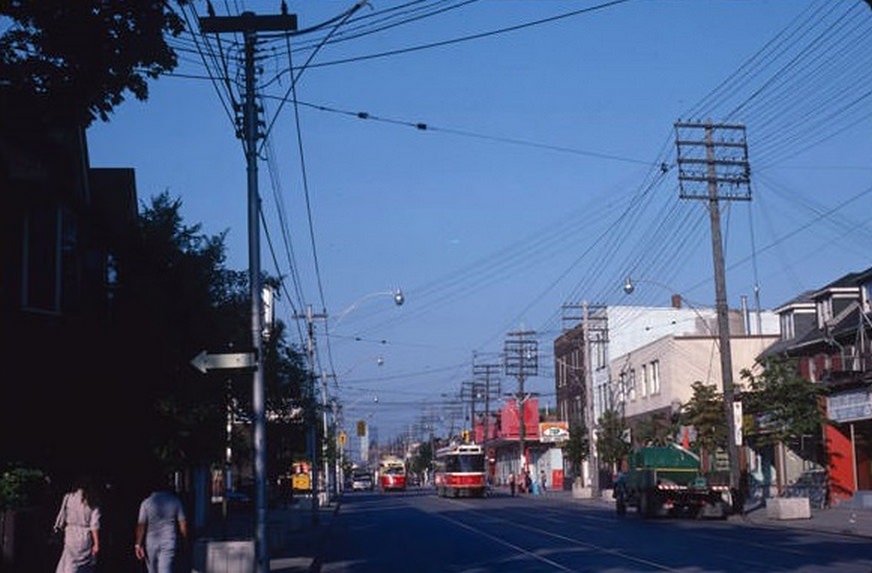 #134 Looking west through Leslieville near Queen and Carlaw, August 31, 1983.
