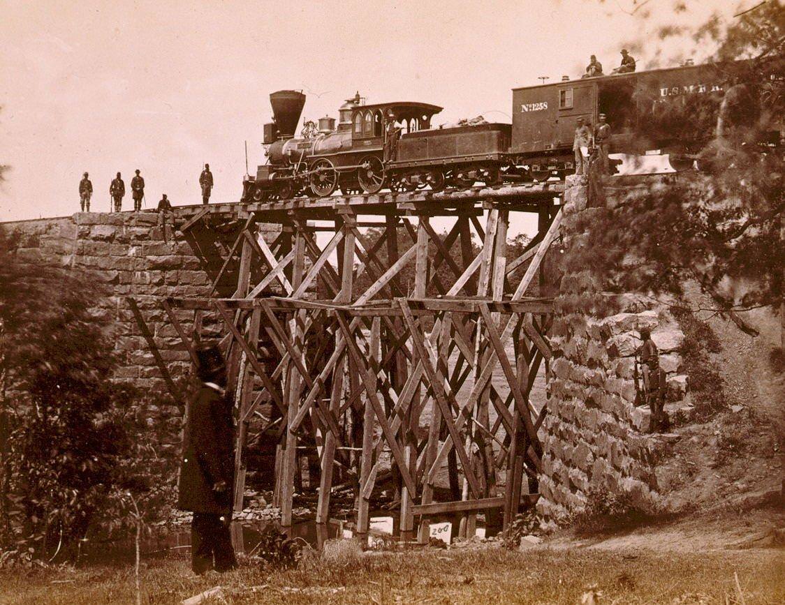 #123 Bridge on Orange & Alexandria [Virginia] Railroad, as repaired by army engineers under Colonel Herman Haupt, 1863