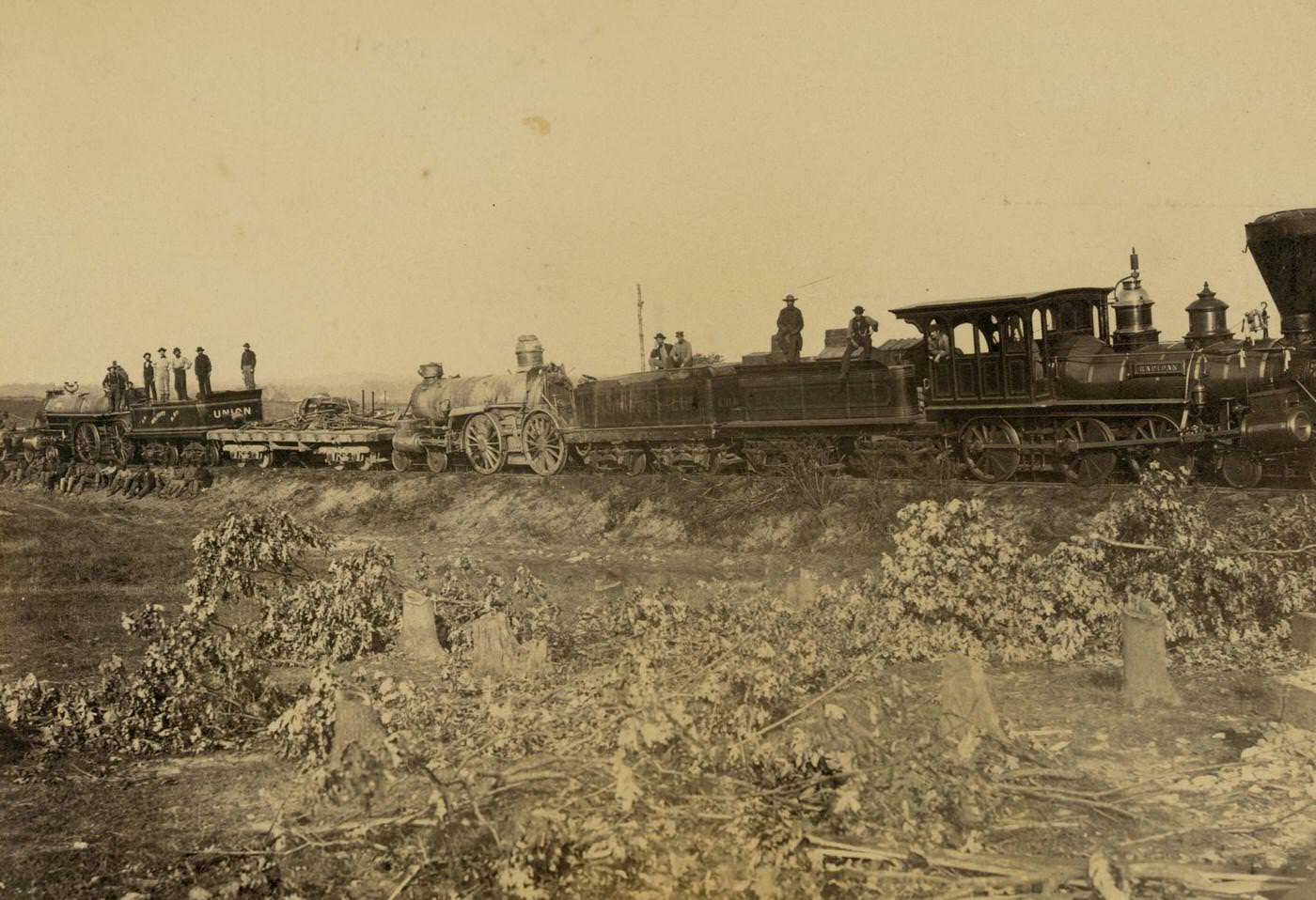 #128 Wreck on the track, ready for transportation to Alexandria, 1863