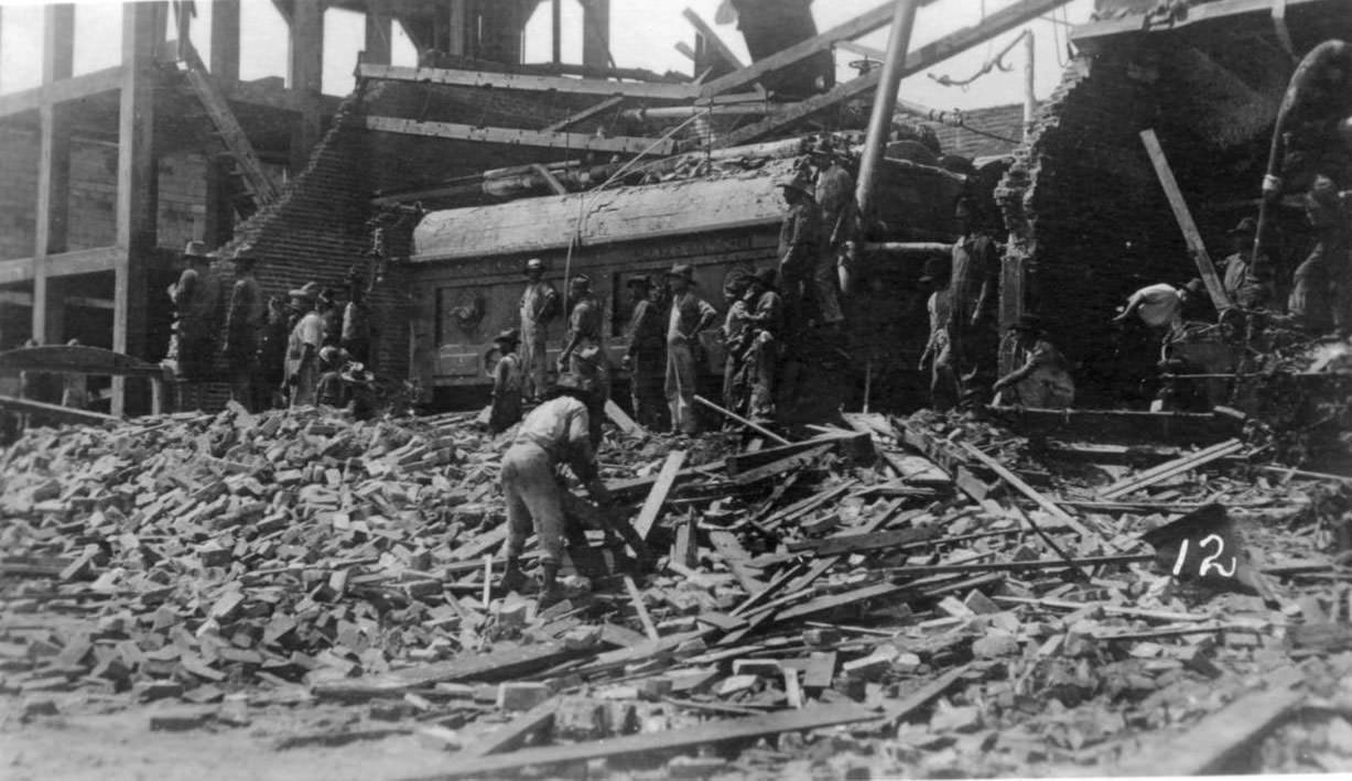 #63 The rubble and debris at the Electric power plant after the hurricane of 1919 in Corpus Christi.