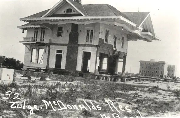 #74 Judge Henry McDonald’s house at 3312 Rincon was one of only three structures remaining on North Beach after the 1919 hurricane.