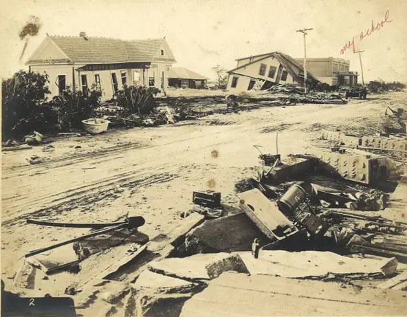 #77 Wreckage on Water Street between Brewster and Carroll streets following the Sept. 14, 1919 hurricane in Corpus Christi.