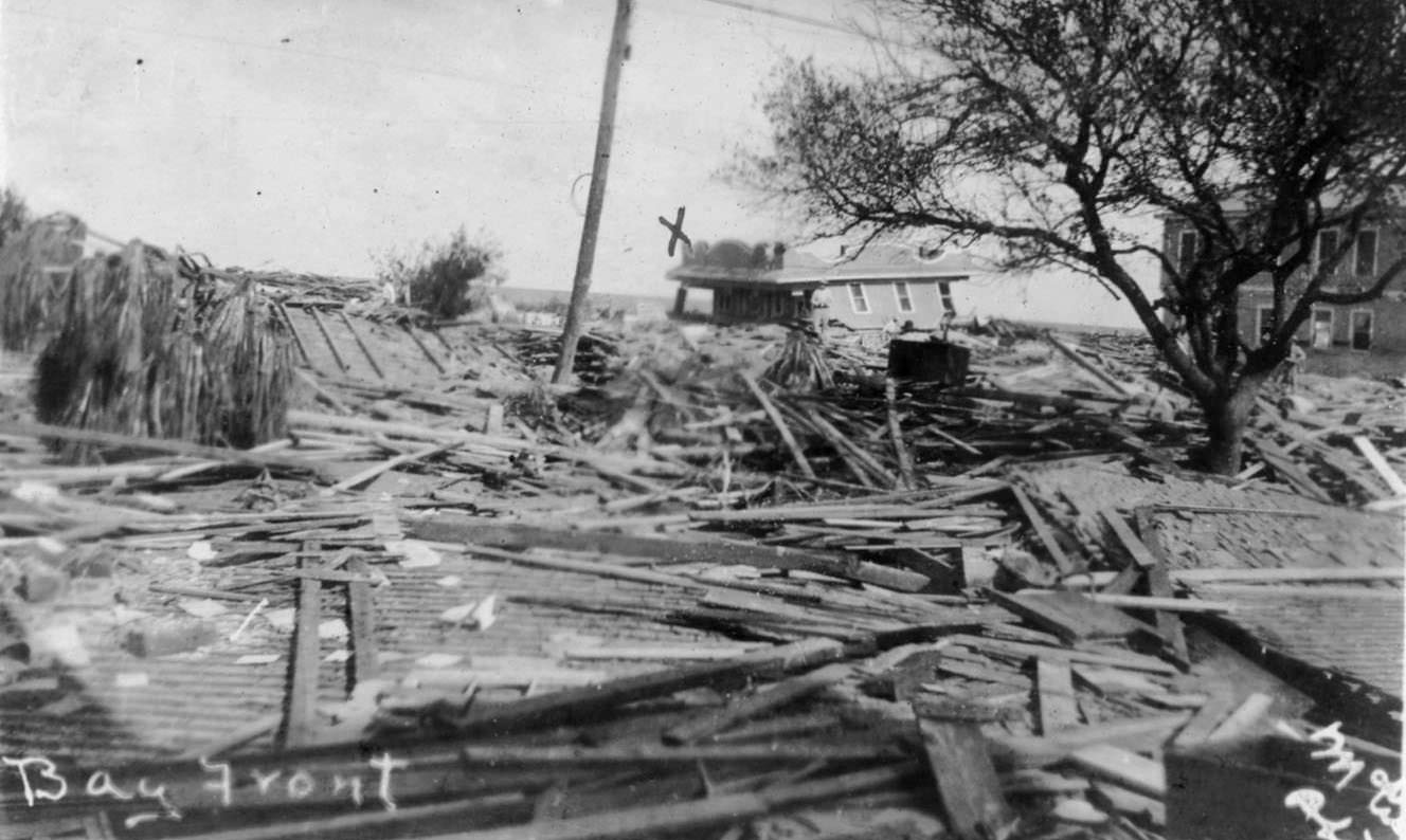 #52 Debris and boards near the Bay Front after the 1919 hurricane in Corpus Christi.
