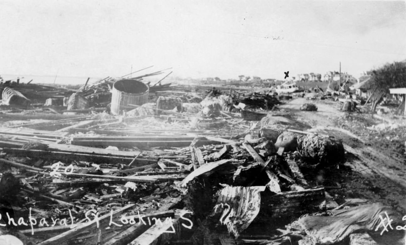 #10 Piles of debris after the hurricane in 1919 in Corpus Christi.