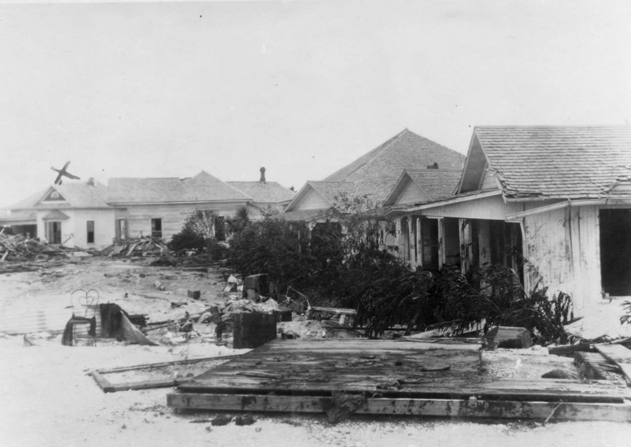 #33 Four or five cottages damaged in the hurricane of 1919 in Corpus Christi.