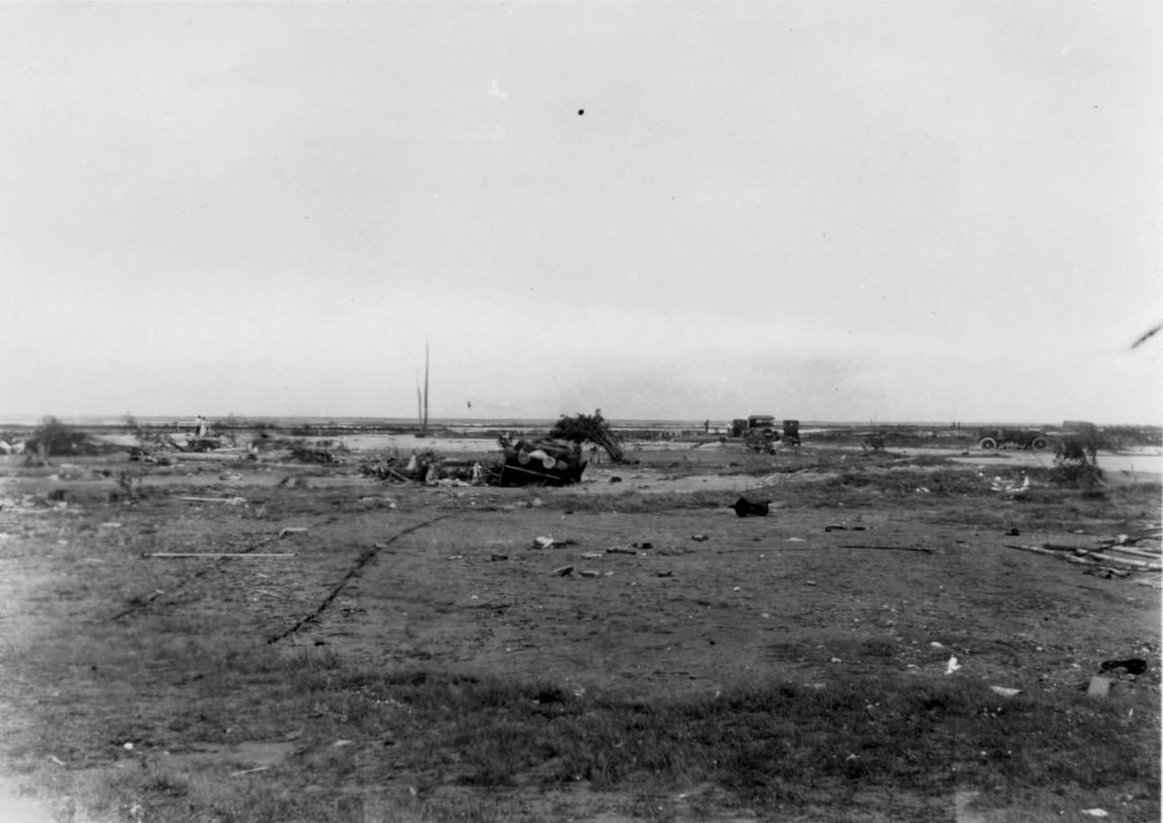#4 Overturned cars on the beach in Corpus Christi, Texas around the time of a hurricane in 1919.