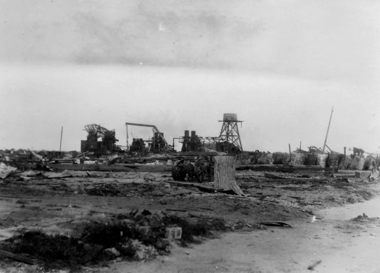#36 The remains of the ice factories in Corpus Christi, Texas around the time of a hurricane in 1919.