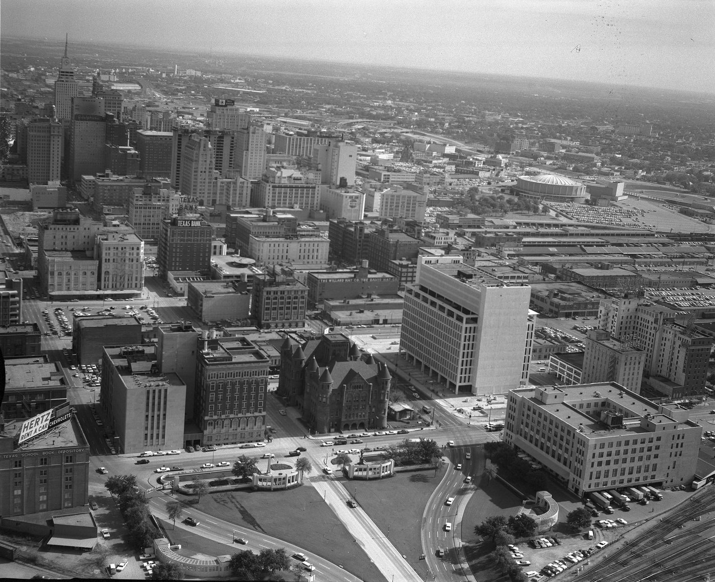 #116 Aerial of Dealey Plaza and Triple Underpass, Dallas, 1965