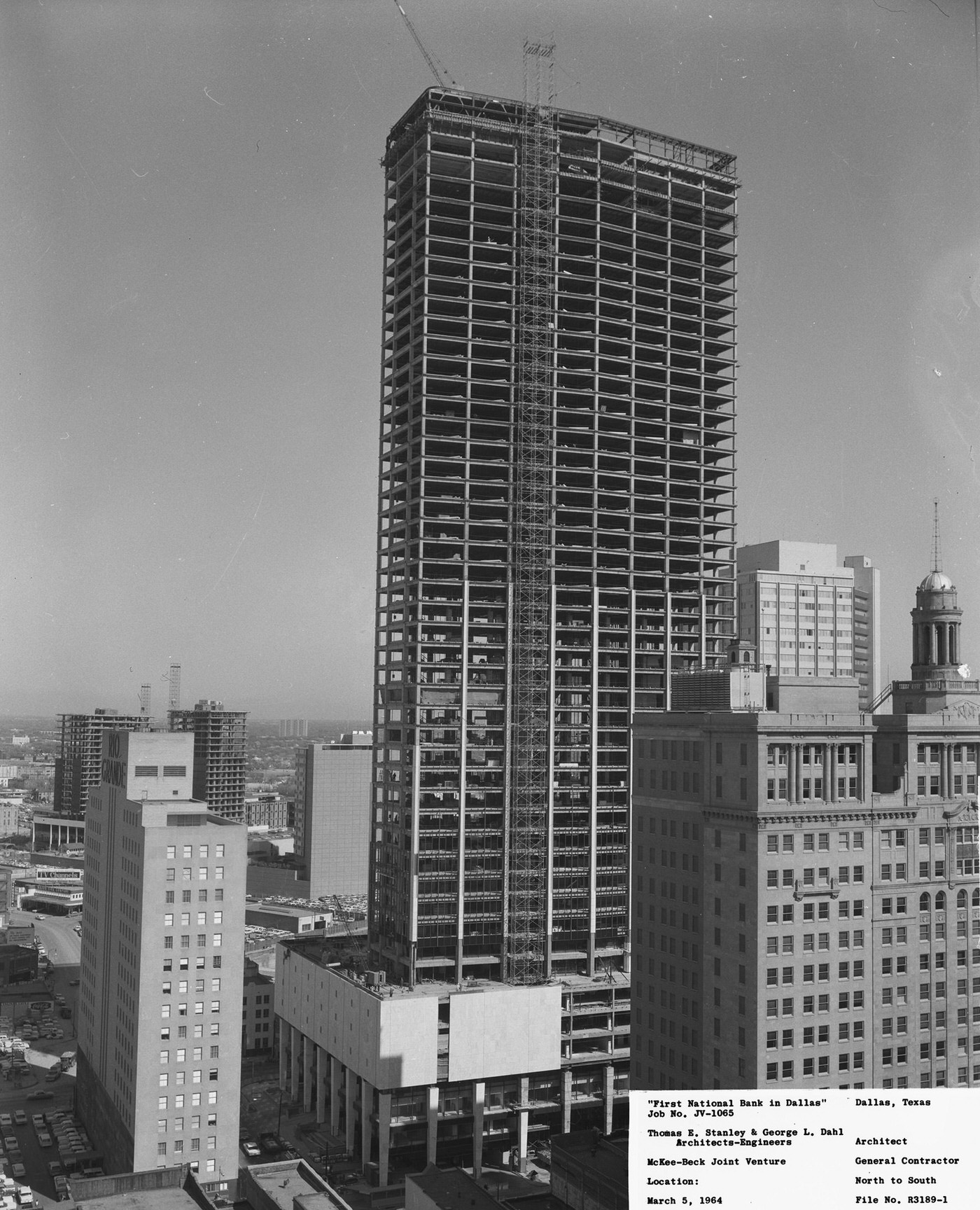 #135 Construction of the First National Bank building, downtown Dallas, Texas, 1963
