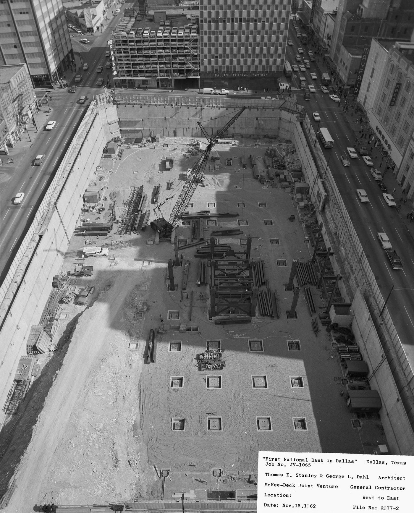 #155 First National Bank building under construction, downtown Dallas, Texas, 1963