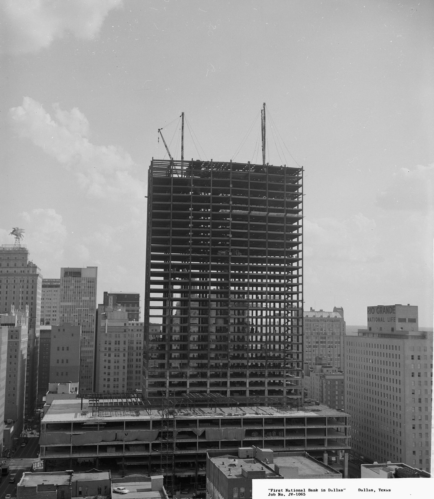 #156 First National Bank building construction, downtown Dallas, Texas, 1960