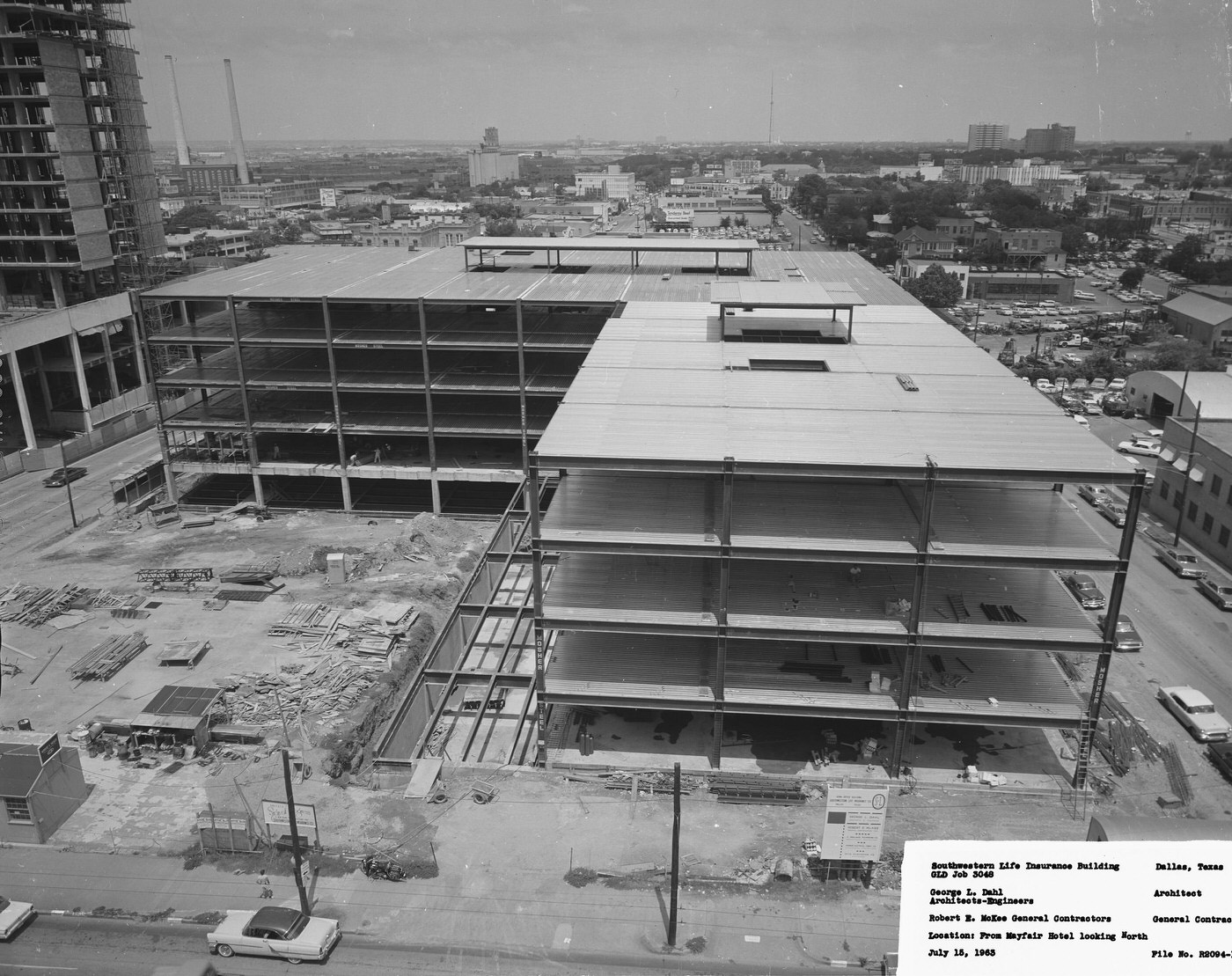 #162 Southwestern Life Insurance building under construction, downtown Dallas, Texas.1963