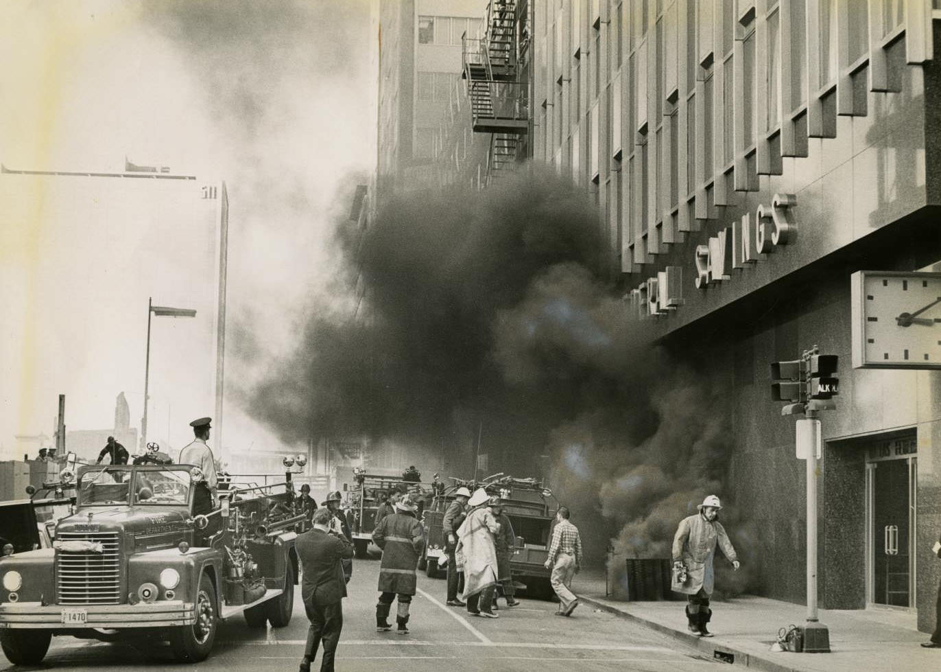 #21 Smoke Pours From Dallas Federal Savings & Loan Building, 1964