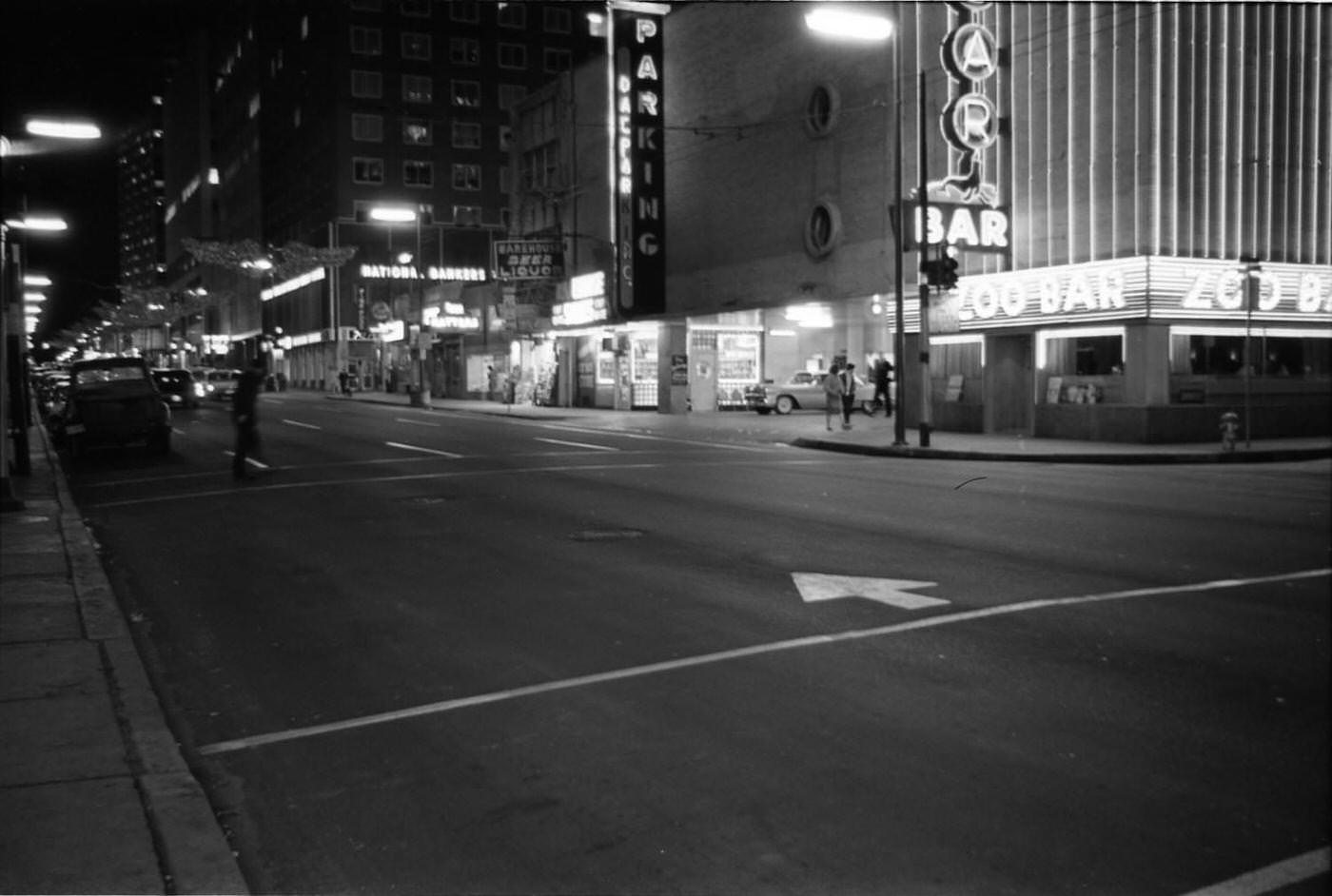 #29 Commerce Street in downtown Dallas the evening of November 22, 1963