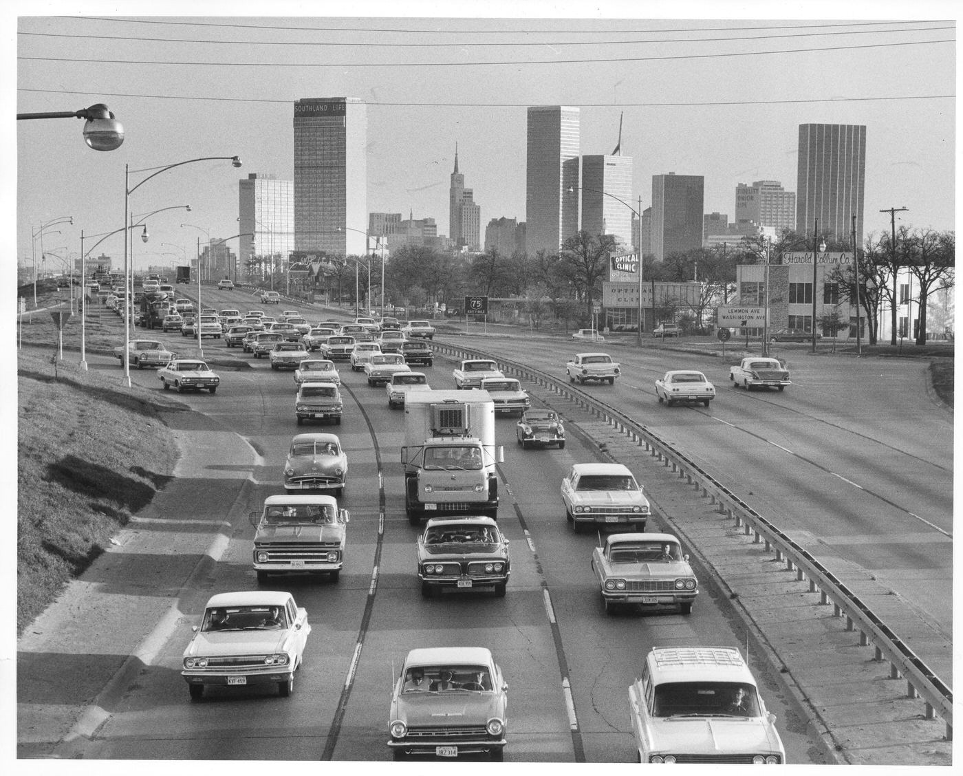 #55 Central Expressway, near Lemmon Avenue and Washington Avenue exit, Dallas, 1960s