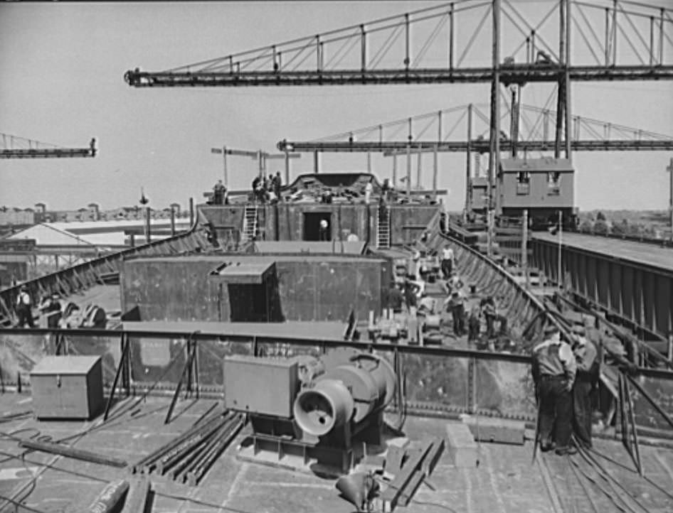 #2 The forward deck on a C-3, photographed from the bridge, 1946