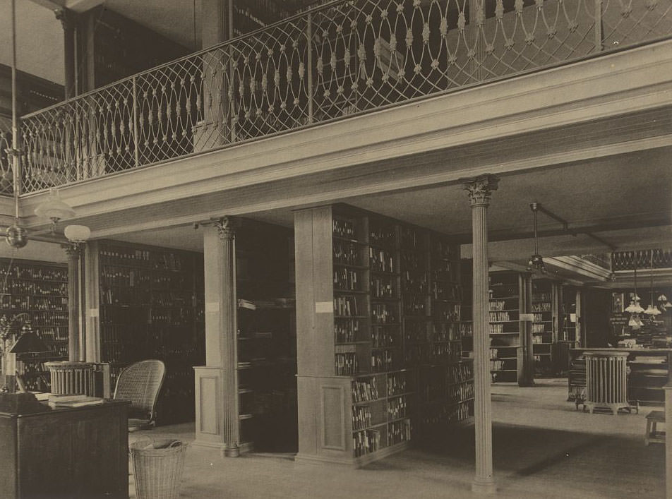 #46 Alcoves and gallery in the book room, Brookline Public Library, 1903