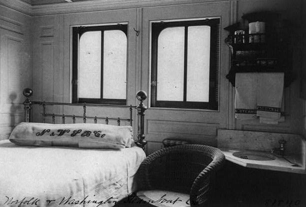 #18 Interior view of steamboat cabin, 1906