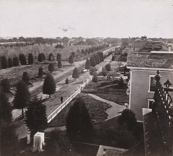 #10 Jackson Street from Dr. Merritt’s grounds, looking South, Oakland, 1865