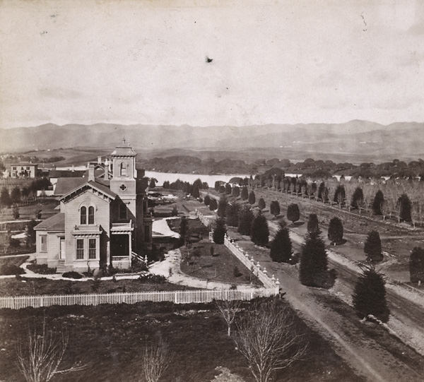 #50 Jackson Street from Dr. Merritt’s grounds, looking North, Oakland, 1865