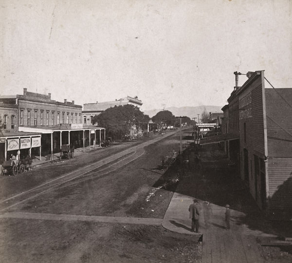 #30 Broadway, from the Railroad Station, looking North, Oakland, 1862