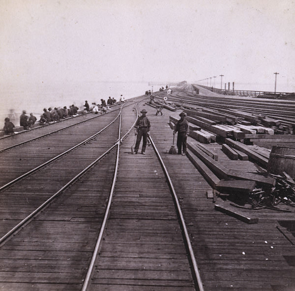 #9 C. P. R. R. Wharf–looking towards Oakland, 1860