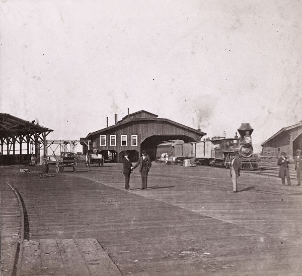 #88 Ferry Landing and Freight Shed — Oakland Wharf, 1864