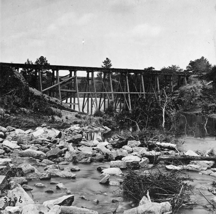 #125 Trestle bridge on south side of railroad, near Petersburg, Virginia, 1865
