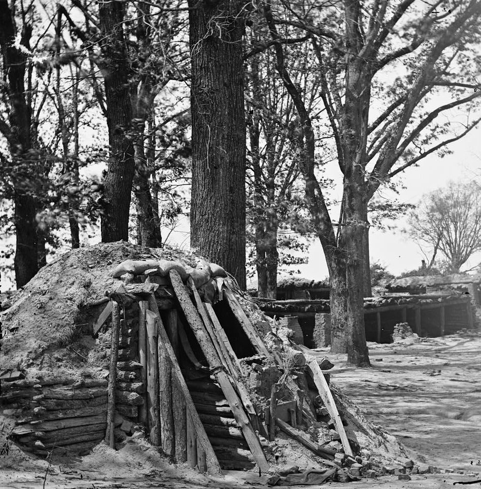 #183 Interior of Fort Steadman; bomb-proof in foreground, Petersburg, 1865