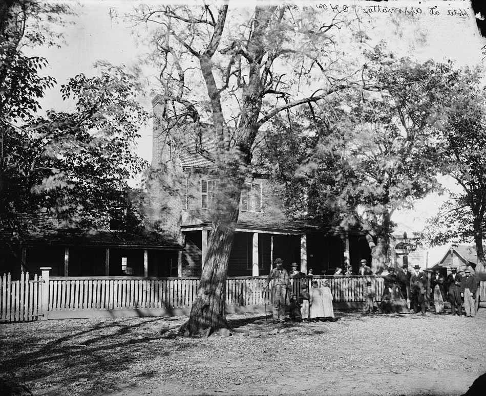 #187 Appomattox Court House, Va. Civilians in front of the hotel, 1865