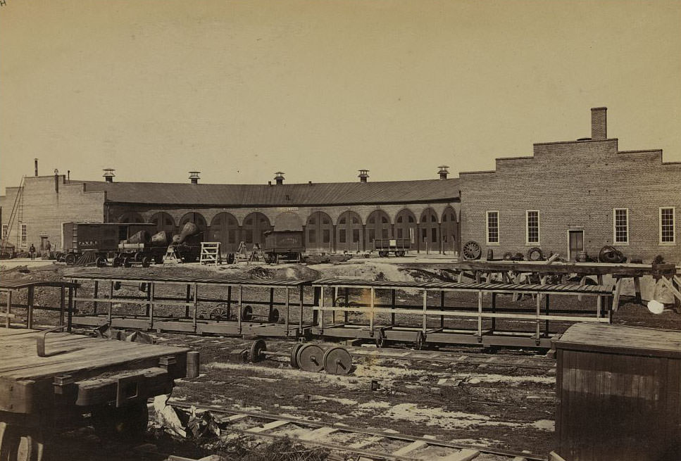 #20 The roundhouse in a railroad yard, Petersburg, Virginia, 1865