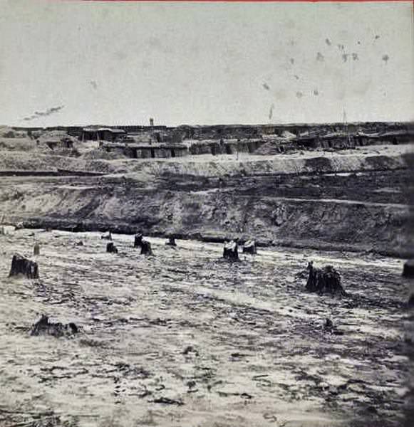#200 View from the Union Fort Sedgwick, called by the rebel soldiers “Fort Hell”, 1865