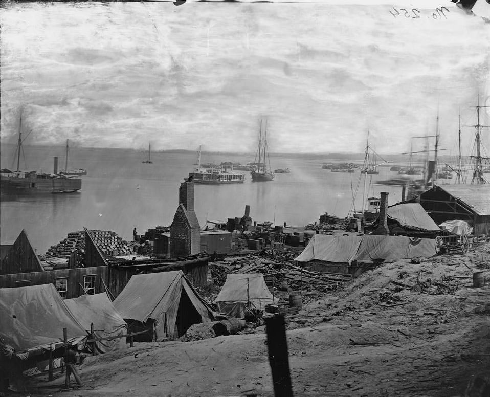 #78 Wharves after the explosion of ordnance barges on, Petersburg, August 4, 1864