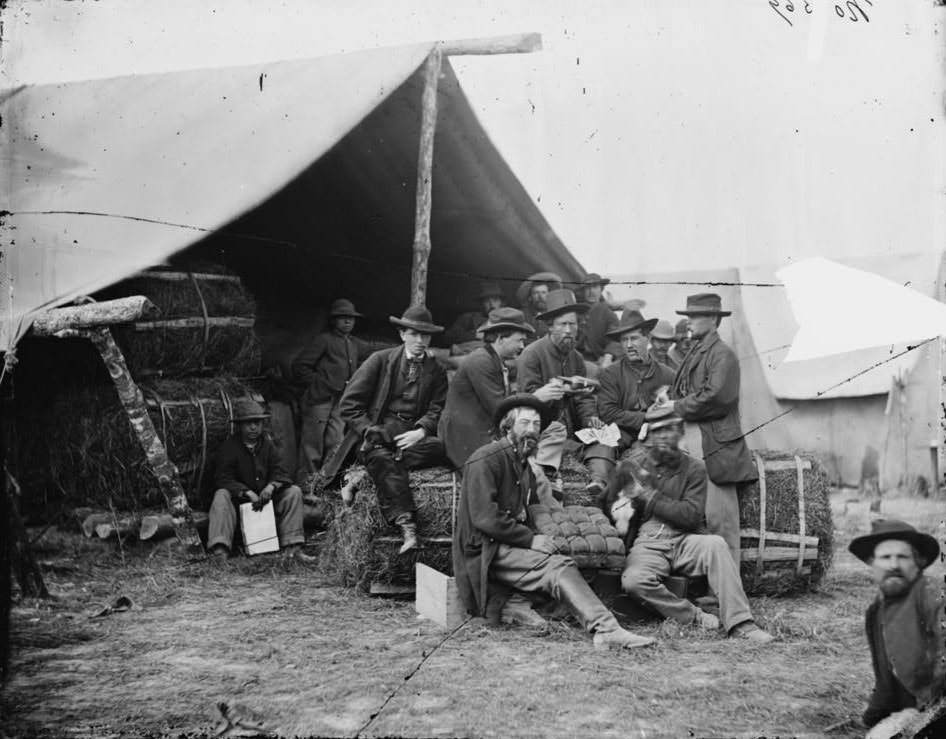 #97 Group of the quartermaster department, 1st Division, 9th Corps, at leisure, 1864