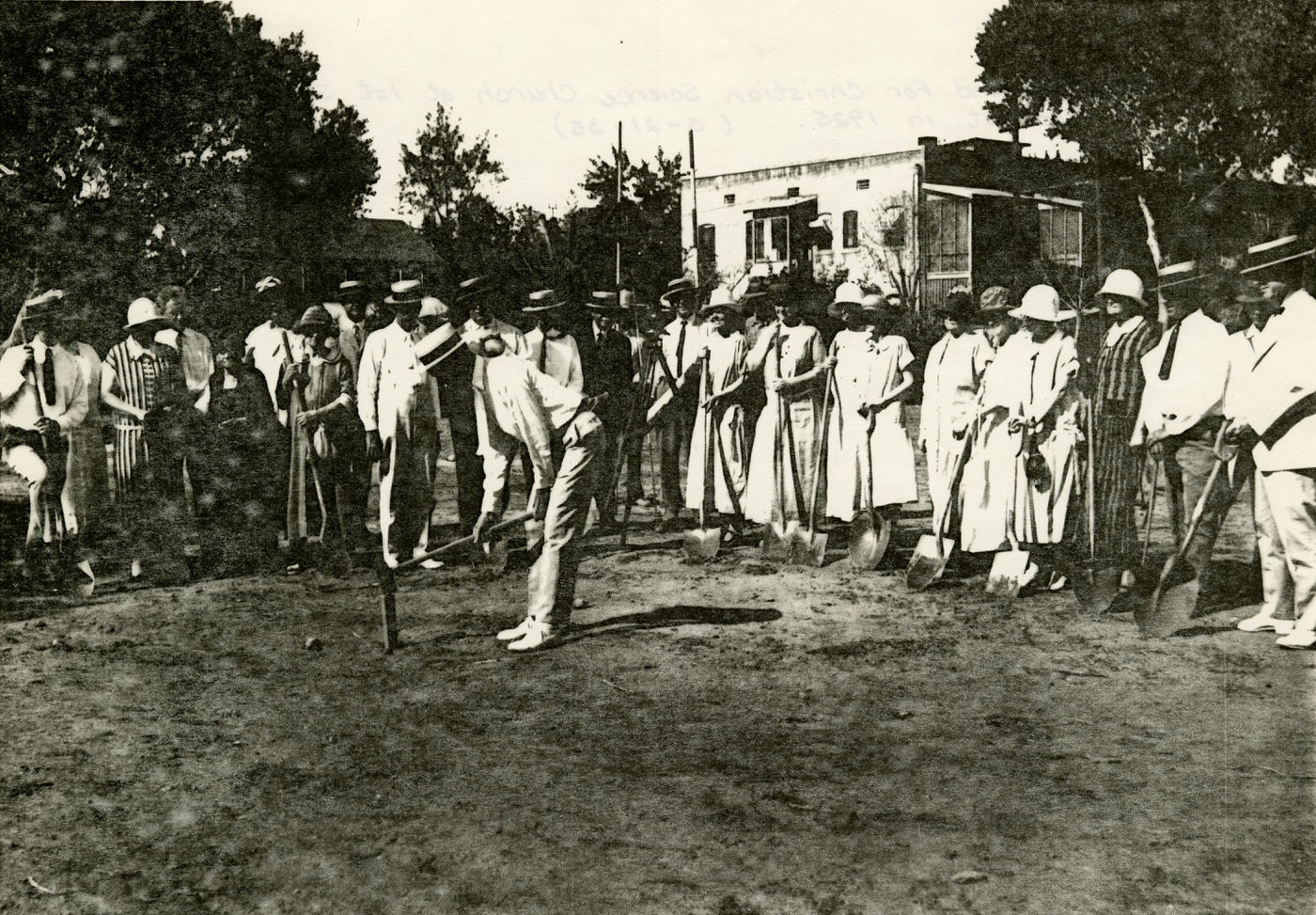 #44 Groundbreaking for Christian Science Church, 1925. This church was located at First St. and Roosevelt in Phoenix.