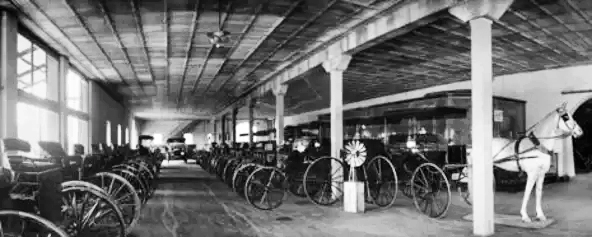 #116 Buggy showroom in Pratt-Gilbert Co. hardware store in downtown Phoenix, early 1900s.