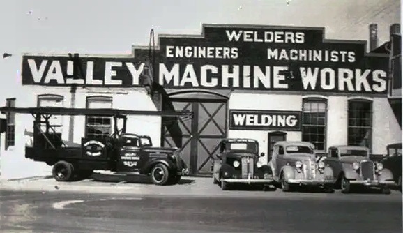 #124 Valley Machine Works, still in existence at 701 W. Jackson, St. in Phoenix, was founded in 1909 by C.F. Johnsen. It is the oldest machine shop in Phoenix, 1940