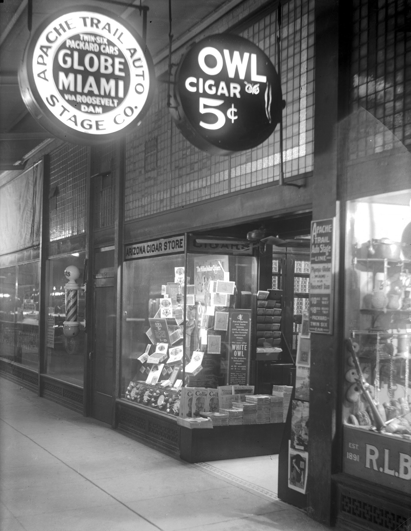 #42 Apache Trail Auto Stage Co. Office at Night, 1900s