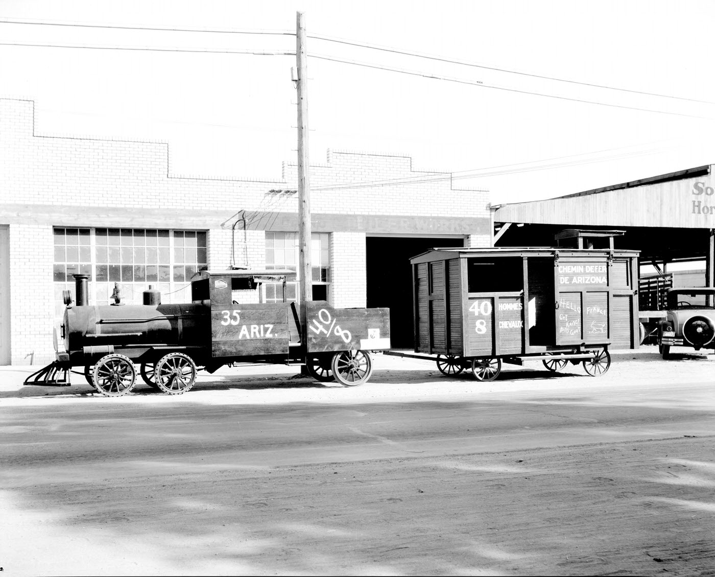 #17 “La Societe des Quarante Hommes et Huit Chevaux” Railroad Engine and Boxcar, 1900s