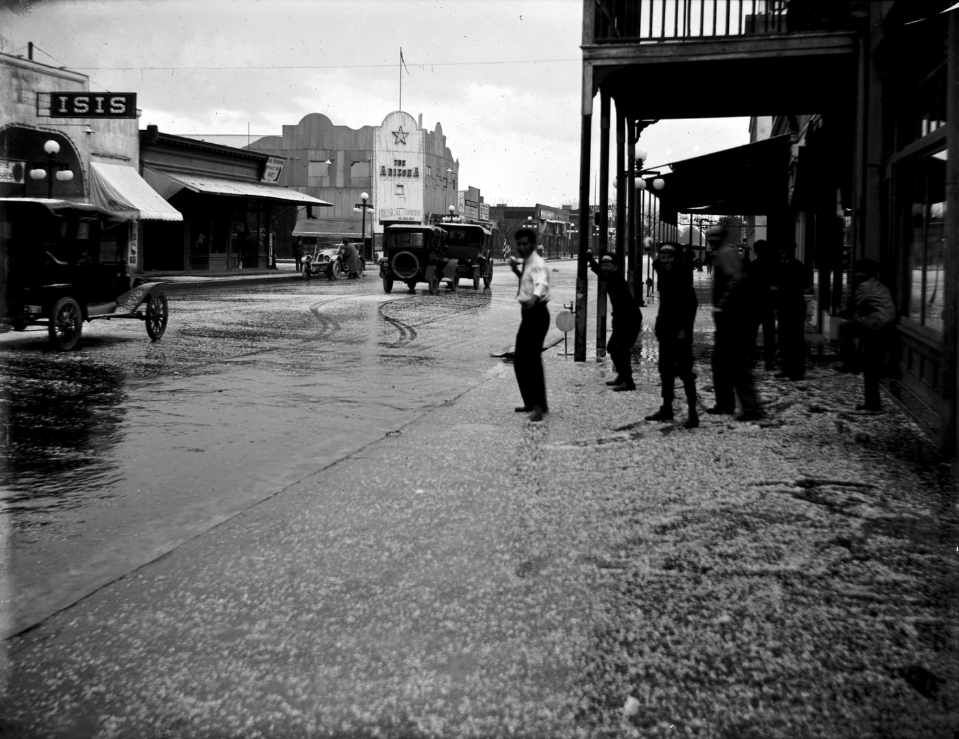 #63 Hail Falling on E. Adams St. and Sidewalk, 1917