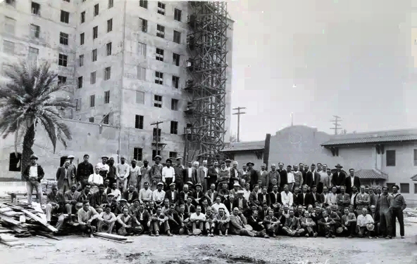 #75 A photo of the plasterers who were building the Westward Ho in Phoenix in 1927.