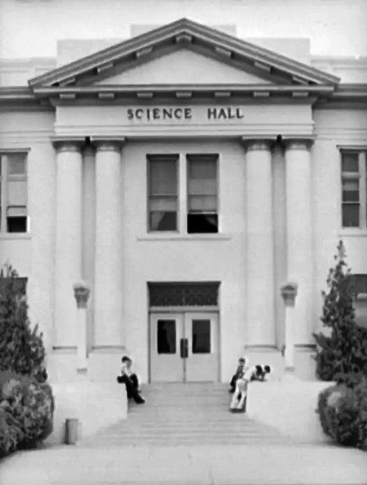 #80 Students sit outside the entrance to Phoenix Union High School’s science building in May 1940.