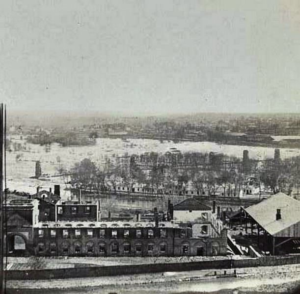 #130 An aerial view of the “burnt district” in Richmond, taken from the old arsenal, 1865